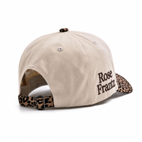 OEM/ODM Amerikaanse brede luipaardprint grote pet kleine hoed met geborduurde gezichtsletters retro sportieve baseballcap gouden koperen gesp