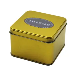Квадратная форма перерабатываемая пустая металлическая жестяная коробка для часов экологически чистая подарочная упаковочная коробка