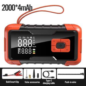 Новый многофункциональный портативный автомобильный пусковой механизм 12В с функцией запуска двигателя, компрессором, внешним аккумулятором и кабелями для подключения, светодиодной подсветкой, напрямую от производителя - Product Image 3