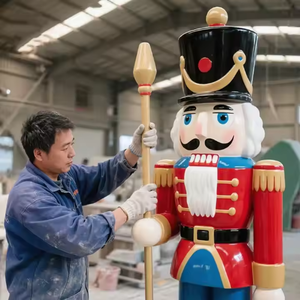 Fiberglas Riesen Nussknacker Skulptur Figuren Navidad Dekor Outdoor Riesen Lebensgröße Weihnachten Nussknacker Soldat Dekorationen - Product Image 3