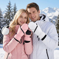 Gants de ski d'hiver chauds et épais avec doublure en peluche, imperméables, durables, résistants à l'usure, paume antidérapante, bracelet anti-perte pour poignet, pour temps froid
