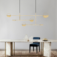 Lustre LED en fer minimaliste moderne pour chambre à coucher, salon, hôtel - Luminaire suspendu à intensité variable avec option DIY