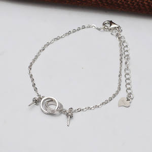 S925 <b>Silver</b> Double Pearl <b>Bracelet</b> Women's Handmade DIY Jewelry with Personalized <b>Rope</b> Empty Handband Accessories - Product Image 3