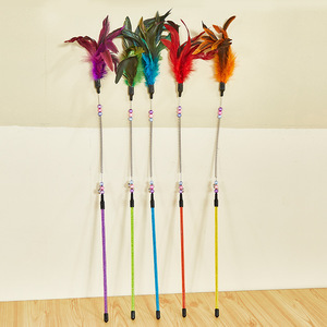 Fabrik Großhandel Fluffy <span class=keywords><strong>Cat</strong></span> Interactive <span class=keywords><strong>Wand</strong></span> Premium Spring <span class=keywords><strong>Stick</strong></span> Verschiedene Farben Pet Toys <span class=keywords><strong>Cat</strong></span> <span class=keywords><strong>Teaser</strong></span> Angelrute - Product Image 2
