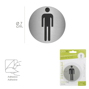 Piastra Adesiva per Bagno in Acciaio Inox con Scritta 'Man' Ø/ 7 cm. - Product Image 2