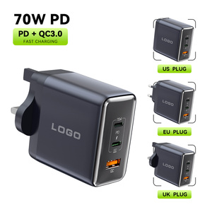 อะแดปเตอร์ชาร์จ GaN 70W 3 พอร์ต PD USB-C ใช้ได้กับโ<span class=keywords><strong>ท</strong></span>รศัพ<span class=keywords><strong>ท</strong></span>์ แล็ป<span class=keywords><strong>ท</strong></span>็อป แท็บเล็ต และอุปกรณ์อิเล็ก<span class=keywords><strong>ท</strong></span>รอนิกส์ - Product Image 1