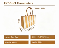 Sac fourre-tout en toile grande capacité, sac à main tendance pour femme, sac de week-end décontracté à rayures, sac à bandoulière pour femme