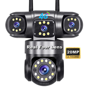 4 ống kính 4 màn hình 4G Sim Thẻ siêu HD 5K 20MP PTZ máy bay ném bom hình dạng NGOÀI TRỜI WIFI IP CCTV An ninh mạng không dây máy ảnh giám sát - Product Image 1