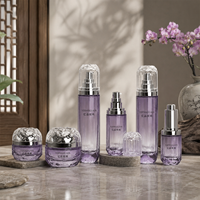 Bouteilles et pots en verre pour soins de la peau, impression personnalisée, multicolores, à fond géométrique facetté, 20g 50g 30ml 40ml 100ml 120ml, pack