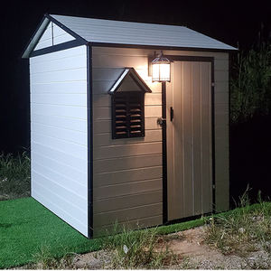 Hangar de stockage extérieur en métal en acier avec cadre de sol Kit de base de fondation blanc gris Outil utilitaire pour jardin arrière-cour pelouse - Product Image 1