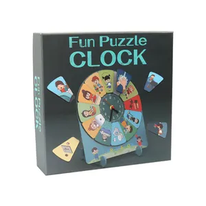 Hot sale 3D wooden fun puzzle clock magnetic entertainment puzzle with clock time teaching time educational&learning tools