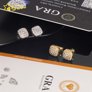 Hoa kỳ kho nhanh chóng vận chuyển hip hop đồ trang sức 925 sterling Silver Gold Plated vvs kim cương Iced out moissanite <span class=keywords><strong>Stud</strong></span> Bông tai - Product Image 4