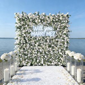 Hete Aanbieding 8ft 8ft Bruiloft Bloemenachtergrond Roze Kunstbloemen Decoratie Achterwand Kunstmatig voor Hotels 5D Bloemenwand - Product Image 3