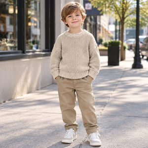 <span class=keywords><strong>Pull</strong></span> en tricot épais couleur avoine pour bébés garçons et petites filles – Style populaire pour les jeunes enfants - Product Image 4