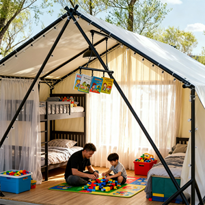 Tente de Glamping Safari Double Couche Semi-Permanente de Luxe, Imperméable et Ignifuge, Idéale pour Hôtels de Luxe et Aventures de <span class=keywords><strong>Camping</strong></span> en Plein Air - Offre Spéciale - Product Image 3
