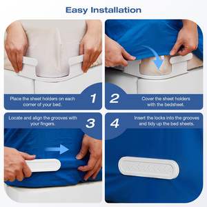 Bed Sheet Holder with Lock Straps Heavy Duty Corner Fitted <b>Bedsheet</b> Fasteners with Strips for Most Size Mattress - Product Image 2