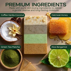 Ensemble <span class=keywords><strong>de</strong></span> Savon Artisanal Entièrement Naturel Détoxifiant pour Peaux Sensibles au Thé Vert, Aloe et Bergamote avec 2 Sachets Économiseurs <span class=keywords><strong>de</strong></span> Savon en Sisal - Product Image 2