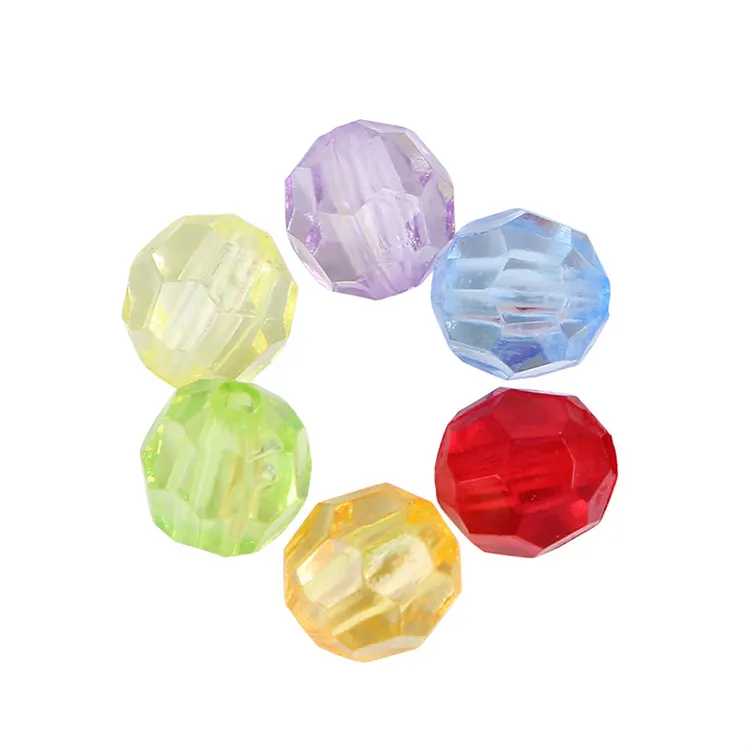 Contas redondas transparentes de plástico, disco robusto, facetado, acrílico, para fabricação de jóias