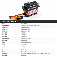 Servomoteurs à vendre XQ-POWER XQ-BLS8175D 75kg Servomoteur numérique sans balais étanche avec engrenage en acier inoxydable 8.4V pour RC tout-terrain