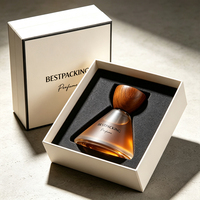 Flacon de parfum en verre conique de luxe de 50 ml avec pulvérisateur, personnalisable avec logo et couleur de pulvérisation