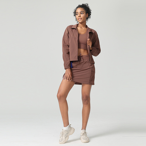 Shorts de sport tissés respirants à séchage rapide pour femmes avec logo personnalisé, taille haute, athlétiques, pour la course à pied, la randonnée en plein air, jupe avec shorts intégrés - Product Image 4