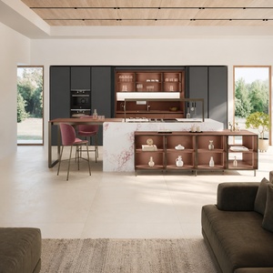 Gabinetes de Cocina Gris Oscuro con Certificación FSC, Juego de Gabinetes de Cocina de Madera Contrachapada Sostenible de Lujo, Fabricante de Muebles de Cocina Modulares Modernos - Product Image 1