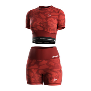 Ensemble de sport 2-en-1 personnalisé pour femme, coutures plates, coupe ajustée, respirant, perforations découpées au laser pour le Pilates et la course à pied - Product Image 1