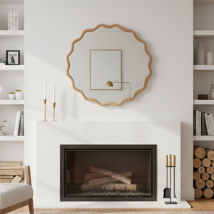 Miroir décoratif rond ondulé en bois massif de 24 pouces, couleur bois naturel, pour chambre à coucher, salle de bain, salon, entrée - Product Image 3