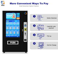 Distributeur automatique intelligent de boissons et de collations à 60 compartiments, écran tactile de 43 pouces, distributeur automatique réfrigéré combiné, paiement par billets, pièces et cartes