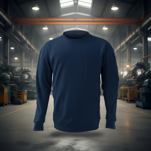 Camisa de Trabajo Ignífuga Azul Marino para Hombre, Talla 2XL, de Algodón Transpirable, Manga Larga, con Bolsillo, Tratamiento Preencogido - Product Image 2