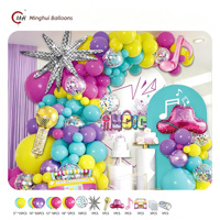 Perlengkapan Dekorasi Balon Musik Rock Disco, Radio Retro, Mikrofon, Gitar, Balon Foil Not Musik, 80an 90an, Hip Hop, Karaoke, Pesta Ulang Tahun