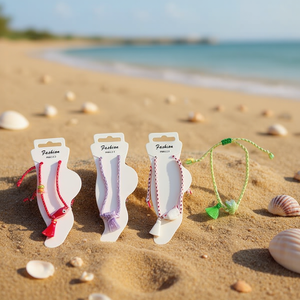 Tobilleras de cordón de cerámica de colores, 4 piezas, joyería de moda para mujeres y niñas, accesorios para calzado - Product Image 2