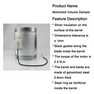 HVAC el volumen de aire de Control Manual 24V motorizado conducto redondo amortiguador ventilación cuadrante Motor actuador amortiguador hoja para aire acondicionado - Product Image 3