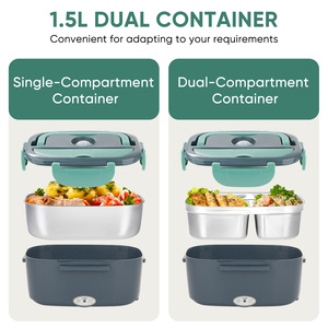 กล่องข้าวไฟฟ้า 1.5 ลิตร 80 วัตต์ ให้ความร้อนเร็ว ใช้ในบ้าน ภาชนะใส่อาหารกันรั่วซึม พร้อมภาชนะสแตนเลสและกระเป๋าเก็บอุณหภูมิ - Product Image 3