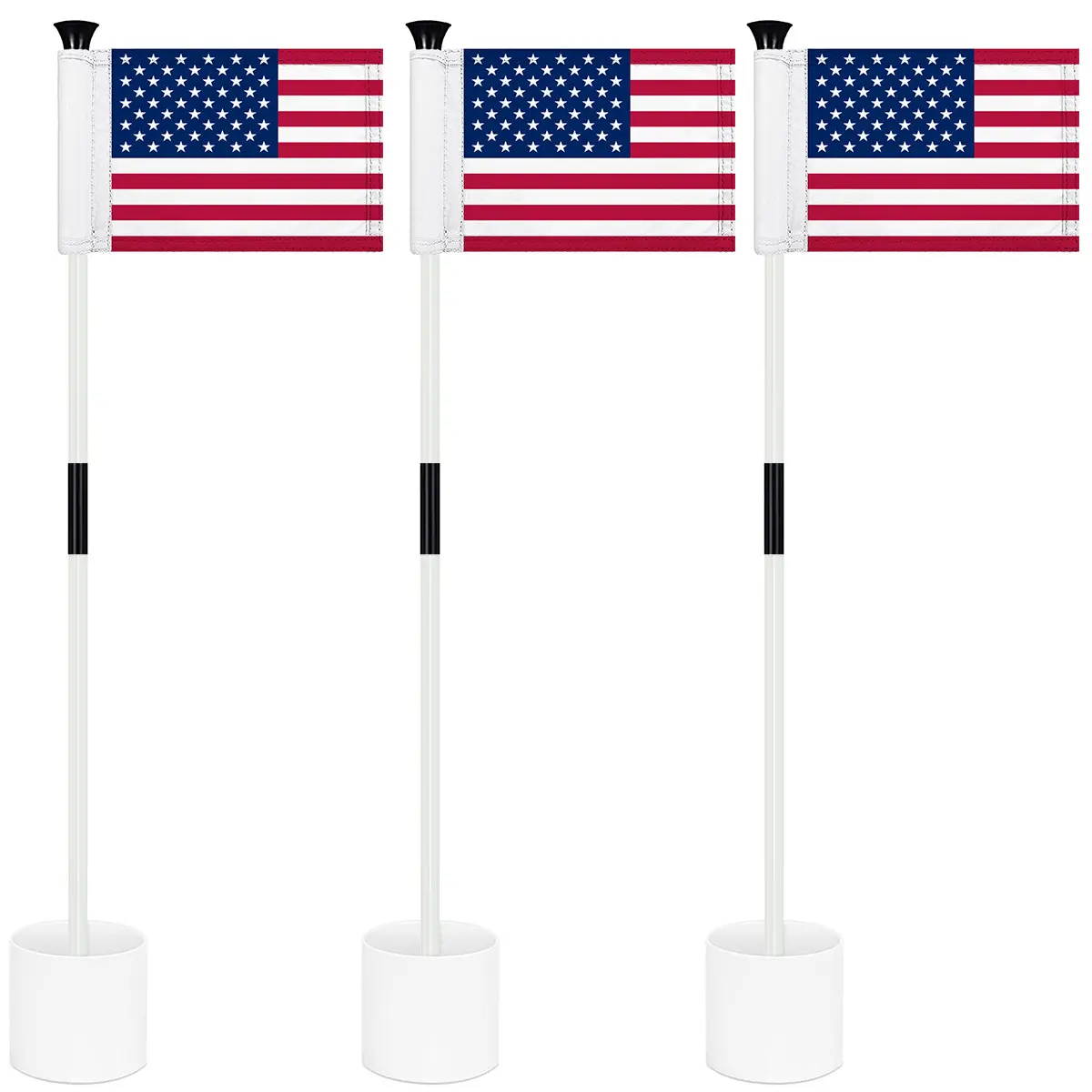 Double Sided American Golf Flag Portable 2 Section Fiberglass USA Golf Flag