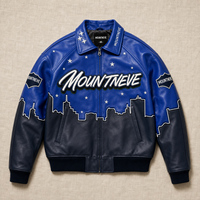 Blouson Bomber en Cuir Véritable Personnalisé pour Homme, Style Streetwear, Résistant au Vent et à l'Abrasion, Broderie, Fournisseur OEM d'Usine
