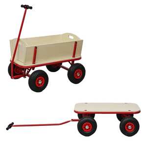 Gerobak kayu anak-anak semua medan dengan pagar merah Ramah Anak keranjang tangan tarik & troli - Product Image 1