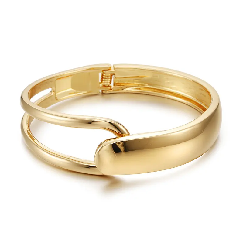 Hot sale fashion Jewelry Charm Bracelets metal copper gold cuff bangle adjustable jewelry Hinge bangle