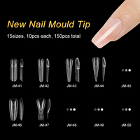 Formes d'extension d'ongles carrées transparentes réutilisables avec échelle intégrée, 150 pièces, double usage, pour acrylique et polygel