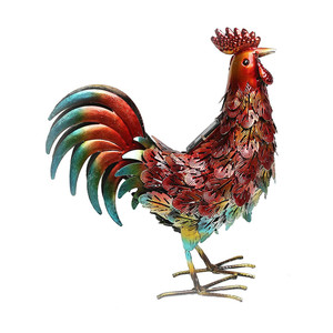 Oniya-luces solares de Metal para decoración de jardín, escultura artística de Metal con forma de <span class=keywords><strong>gallo</strong></span>, decoración de pollo, Color al aire libre - Product Image 1
