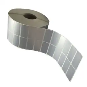 Rollo de adhesivo de plata en blanco de laboratorio personalizado, etiqueta con logotipo, pegatinas impermeables