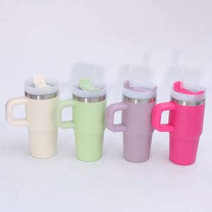 Factory Direct Cross-Border Stainless Steel Cup 14 Ounce 200ml Large Capacity Car Cup Handle Straw Vacuum Insulated <b>Hot</b> <b>Drinks</b> - Product Image 1