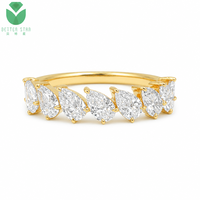 Bague de mariage demi-éternité classique Betterstar en or jaune 14K 18K avec diamant de laboratoire taille poire, certifiée IGI D VVS pour femme
