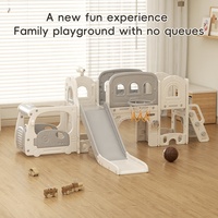 Juego de Columpios y Tobogán Infantil 5 en 1 con Forma de Autobús, Centro de Actividades Multifuncional para Niños Pequeños, Set de Juego para el Hogar