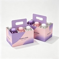Boîte à boissons en carton ondulé écologique et recyclable sur mesure avec poignée pour bière, soda, jus et thé, impression de logo personnalisée