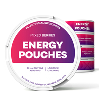 Pochettes de caféine orale 50mg, énergie nootropique sans nicotine / Certifié GMP / Faible MOQ 500 unités / Fournisseur OEM en vrac, formule personnalisée