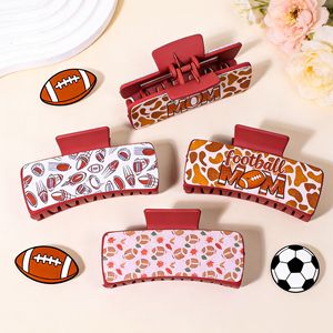 Pinza de Pelo Rectangular con Estampado de Leopardo, Diseño de Mamá Deportiva de Fútbol Americano, Accesorios para el Cabello con Temática Deportiva - Product Image 3