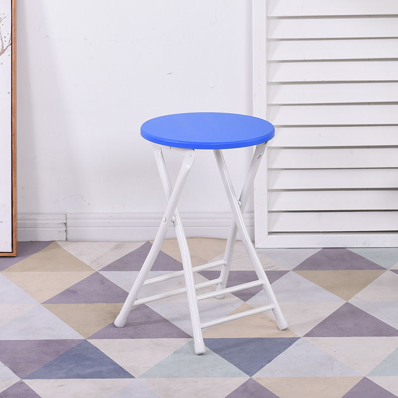 Blue and white frame, backless round stool