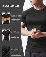 Camiseta Deportiva de Manga Larga para Hombre, Tejido Sólido, Corte Regular, Secado Rápido, Transpirable, Ecológica, Spandex/Poliéster