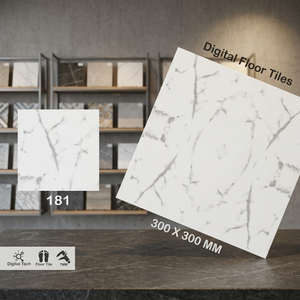 Carreaux de sol en céramique numérique émaillée blanc Carrara 12x12 pouces, design marbre moderne, pour intérieur commercial - Product Image 6